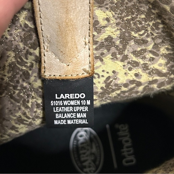 Laredo Tori 8" Women's 10M Leather Cowboy Boots BrownTan Ortholite Western - Picture 12 of 13